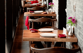 Empty restaurant tables