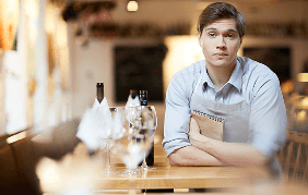 Waiter at counter